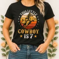 Bull Riding 7th Birthday 7 Year Old Western Cowboy Rodeo Women's T-Shirt thumb 2