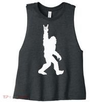 Bigfoot Rock And Roll For Sasquatch Believers Women's Racerback Cropped Tank thumb 0