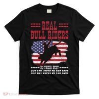 Bull Riding American Flag Rodeo Patriotic Christian Rider T-Shirt thumb 0