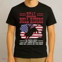 Bull Riding American Flag Rodeo Patriotic Christian Rider T-Shirt thumb 3