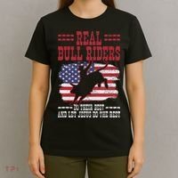 Bull Riding American Flag Rodeo Patriotic Christian Rider T-Shirt thumb 4