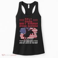Bull Riding American Flag Rodeo Patriotic Christian Rider Women's Tank Top thumb 0