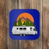 Beautiful Retro Airstream Camping Trailer Tee Dults Gift Coaster thumb 0