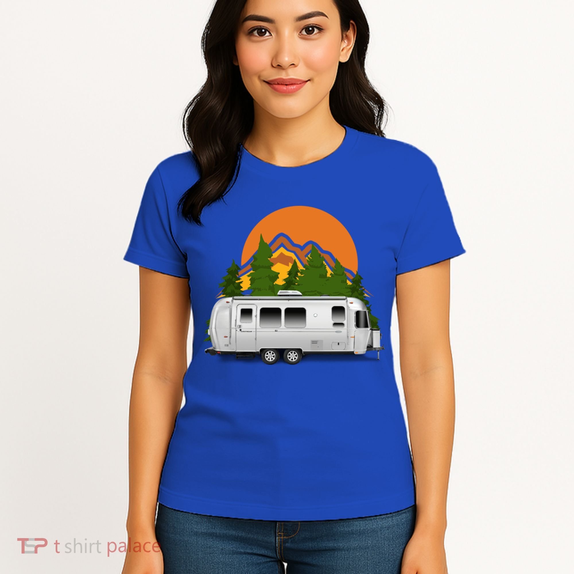 Beautiful Retro Airstream Camping Trailer Tee Dults Gift Women's T-Shirt