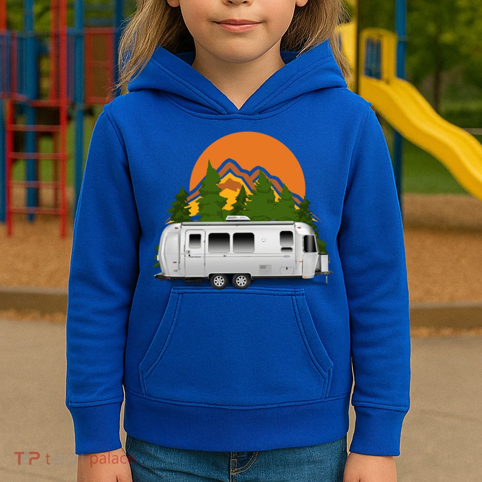 Beautiful Retro Airstream Camping Trailer Tee Dults Gift Kids Hoodie