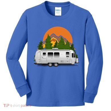 Beautiful Retro Airstream Camping Trailer Tee Dults Gift Kids Long Sleeve Shirt