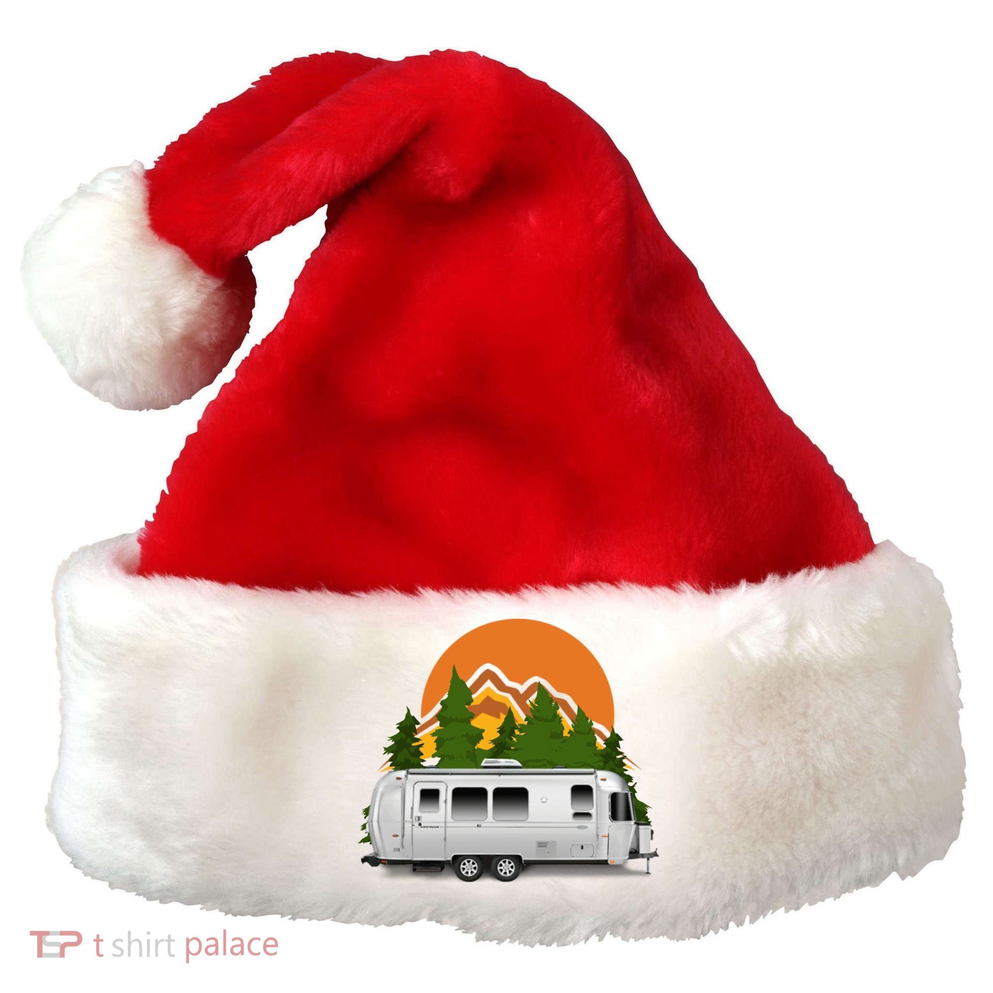Beautiful Retro Airstream Camping Trailer Tee Dults Gift Santa Hat