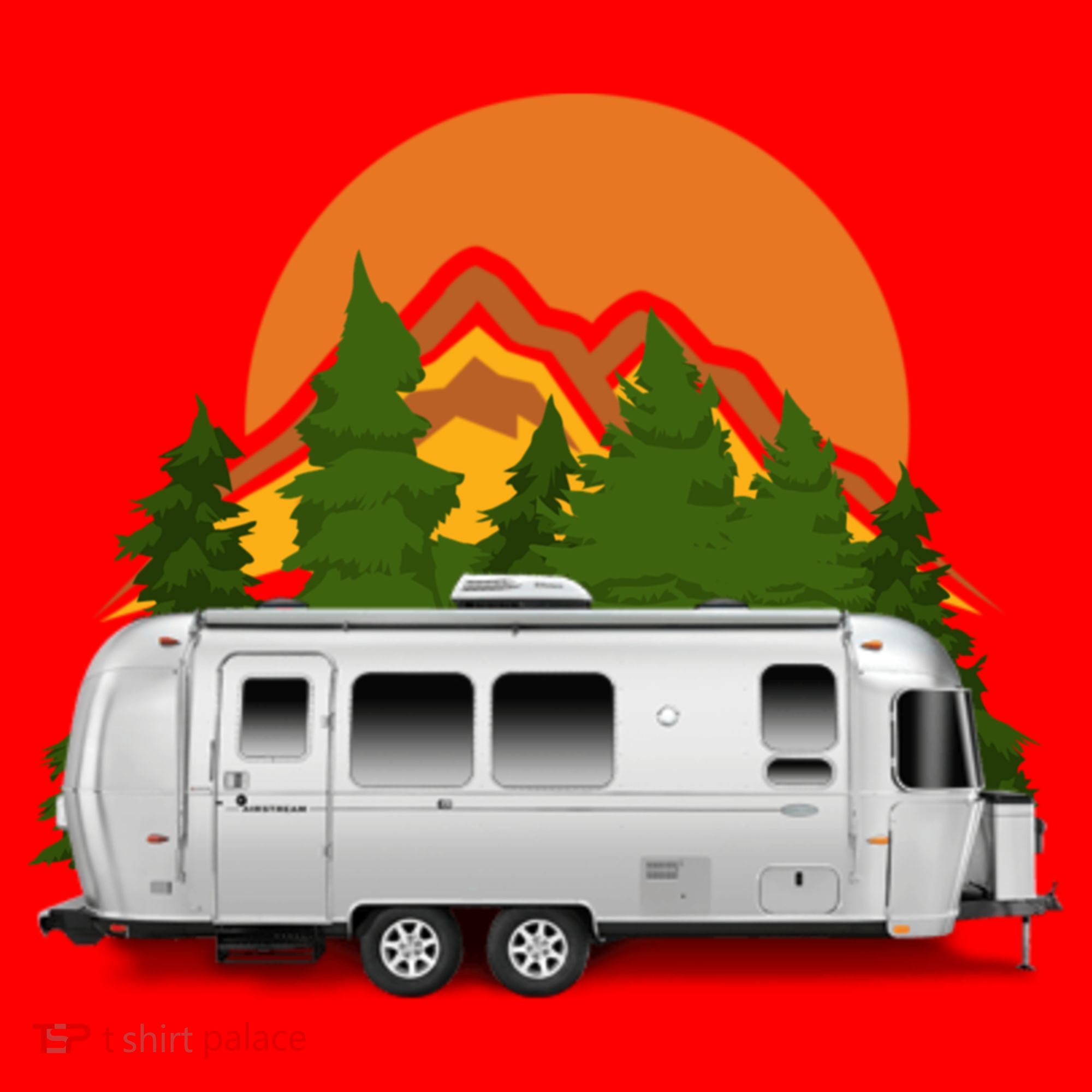 Beautiful Retro Airstream Camping Trailer Tee Dults Gift Santa Hat