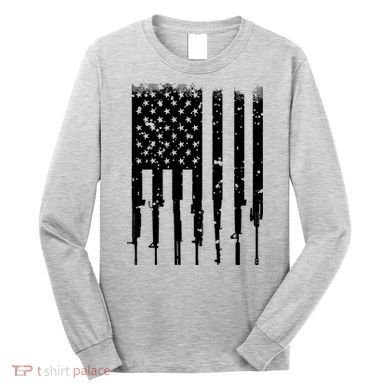 Bullet Riddled American Rifle Flag Long Sleeve Shirt