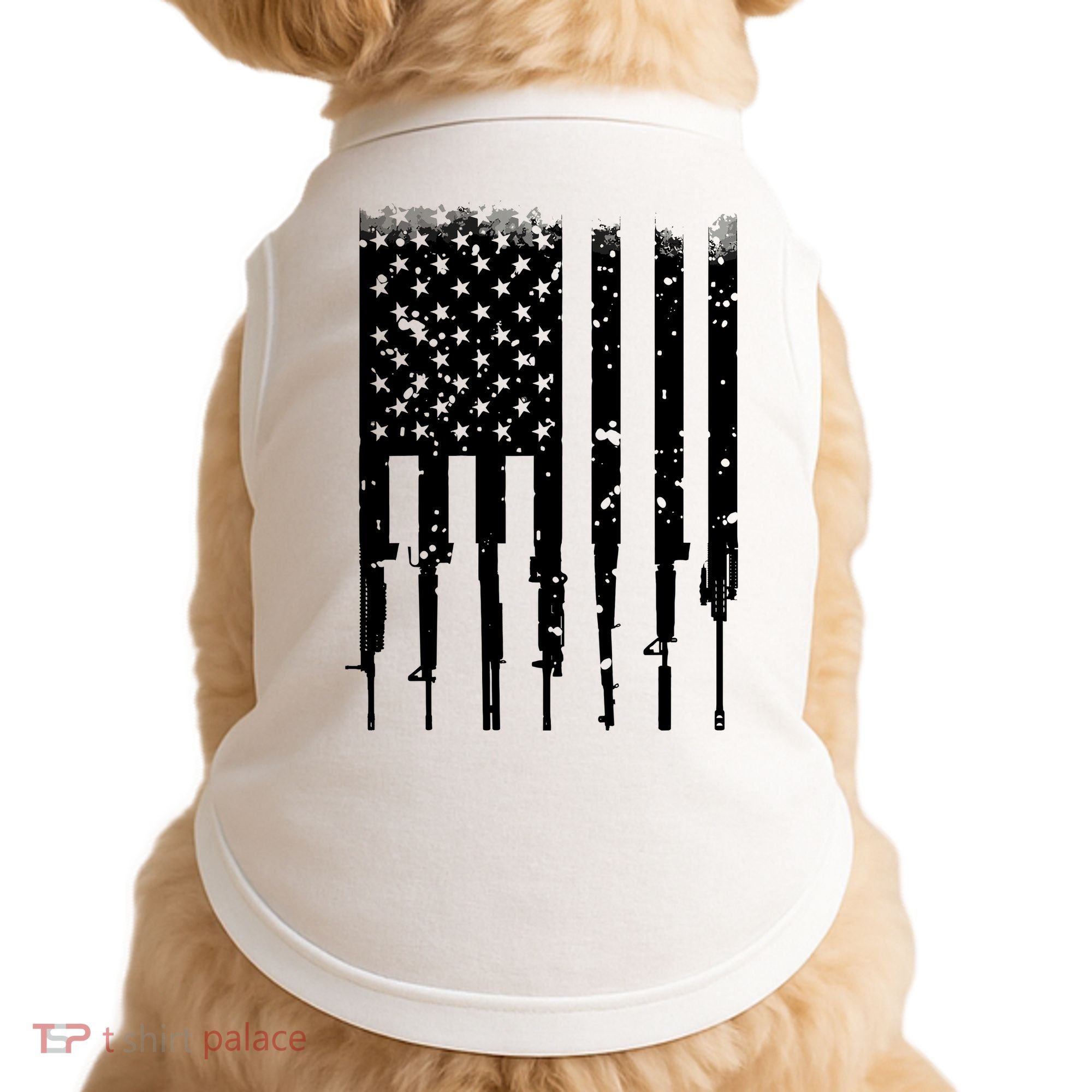 Bullet Riddled American Rifle Flag Doggie Tank