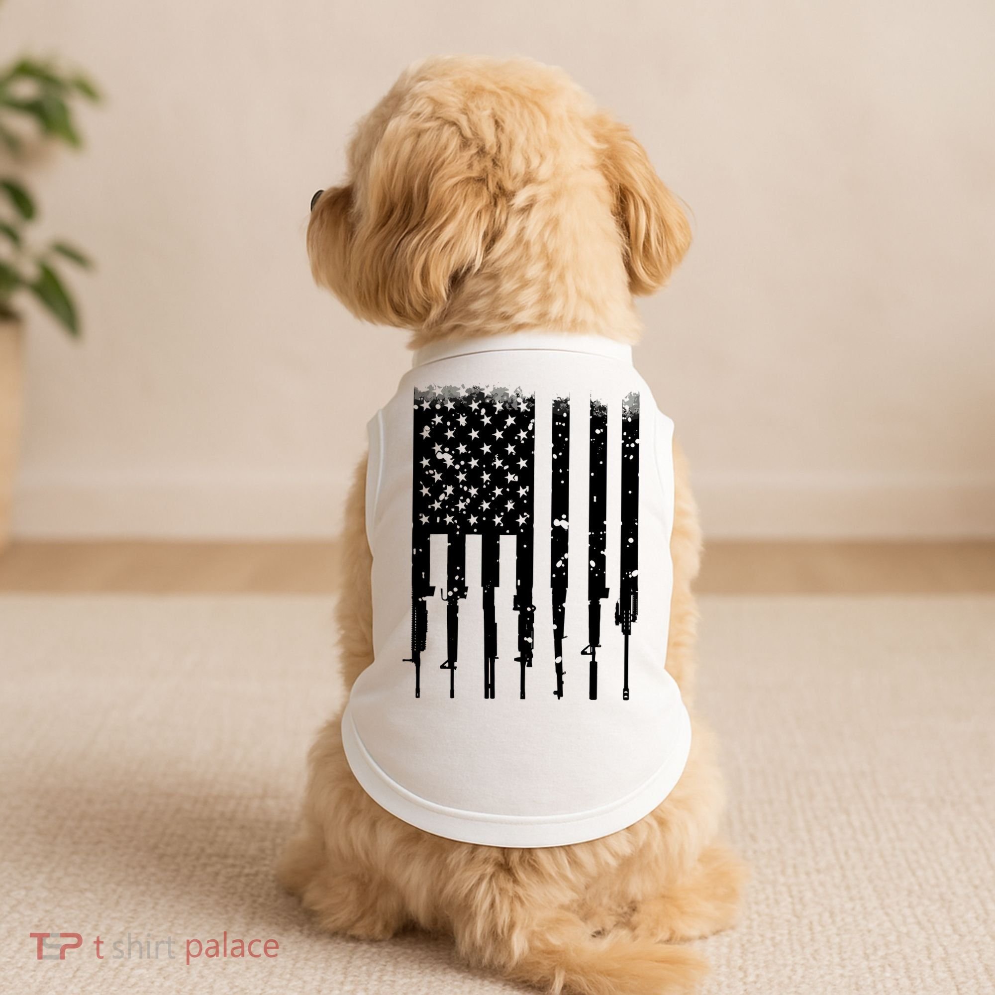 Bullet Riddled American Rifle Flag Doggie Tank