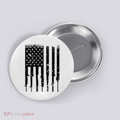 Bullet Riddled American Rifle Flag Button