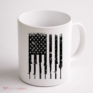 Bullet Riddled American Rifle Flag Coffee Mug back