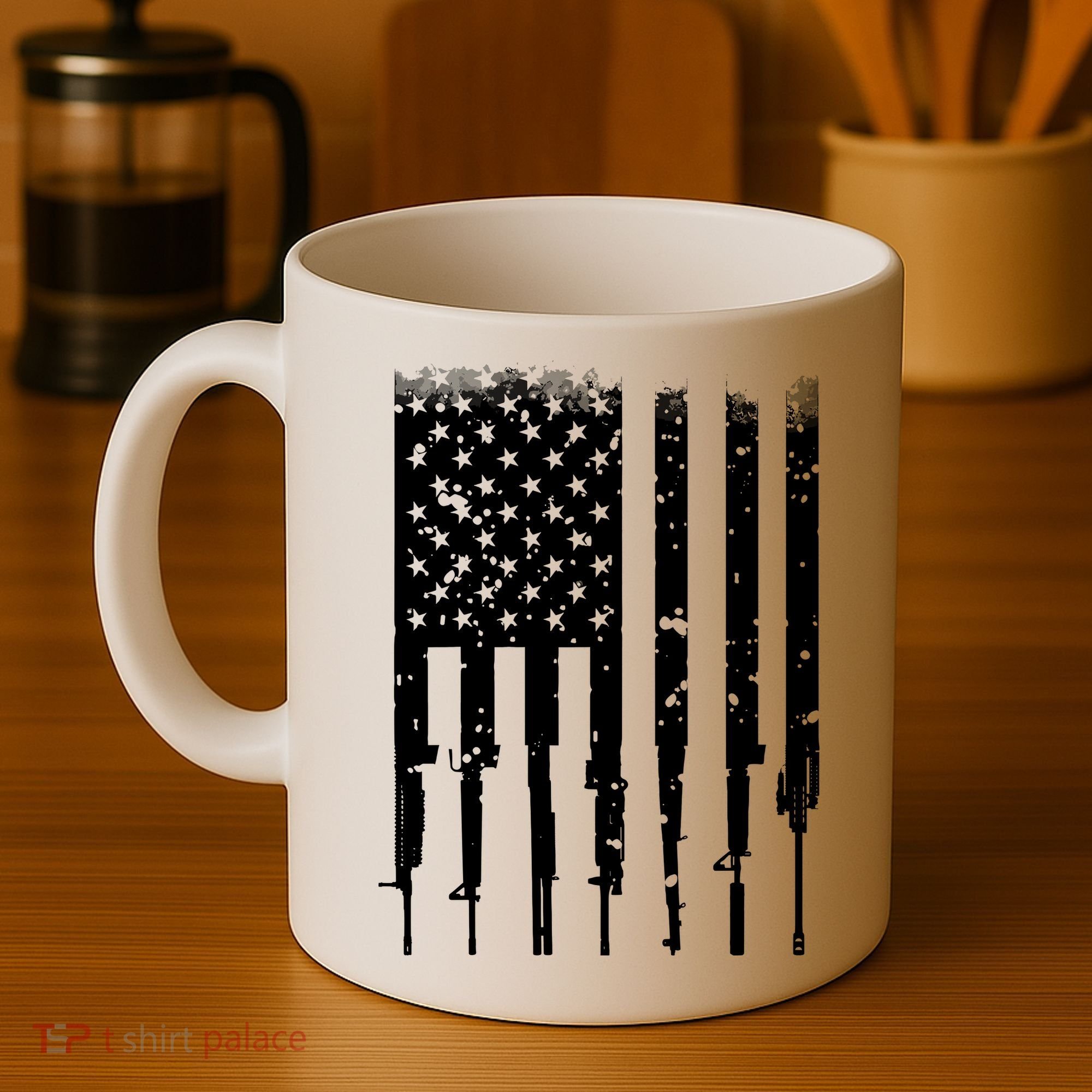 Bullet Riddled American Rifle Flag Coffee Mug