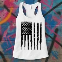 Bullet Riddled American Rifle Flag Women's Tank Top thumb 3