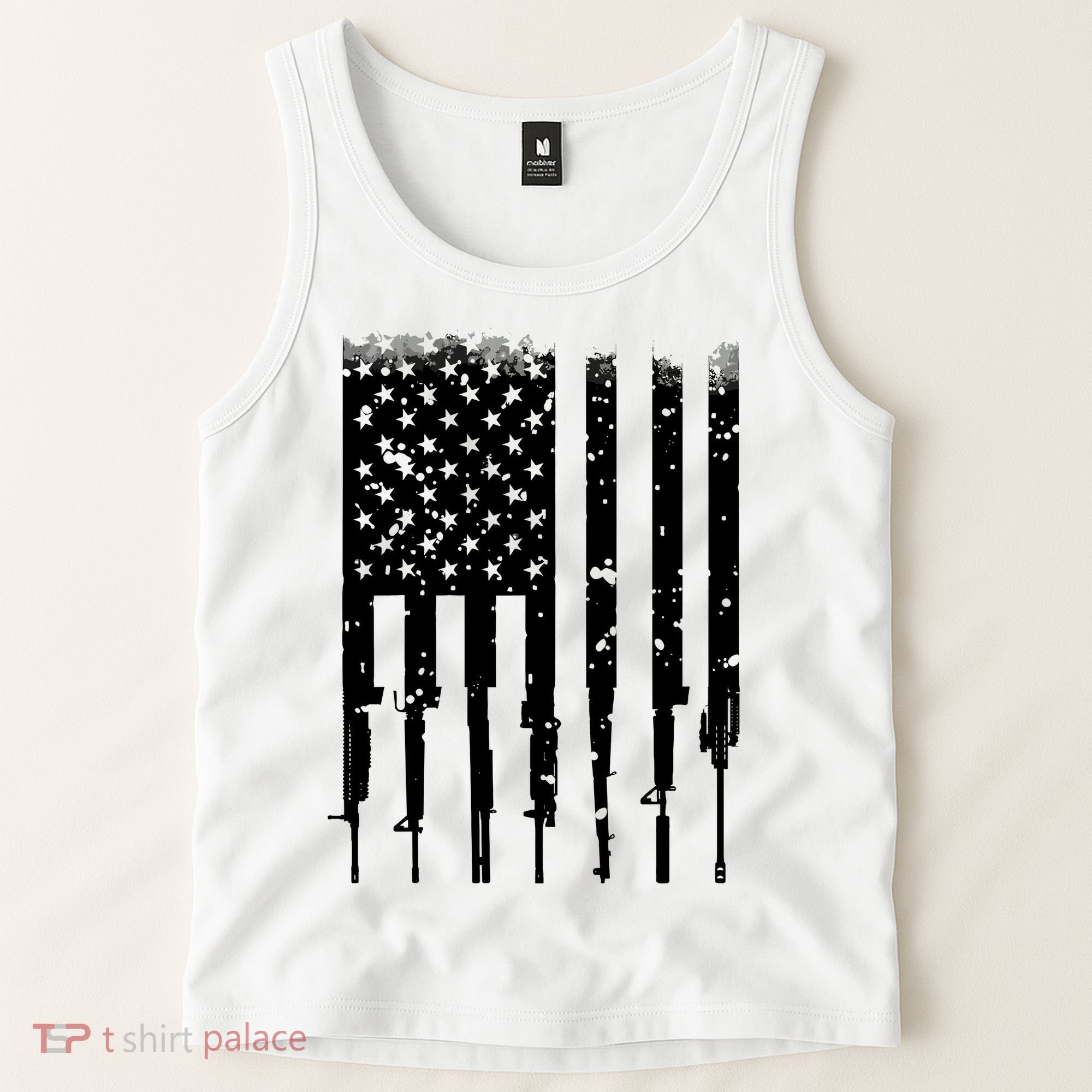 Bullet Riddled American Rifle Flag Tank Top