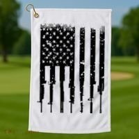 Bullet Riddled American Rifle Flag Golf Towel thumb 1