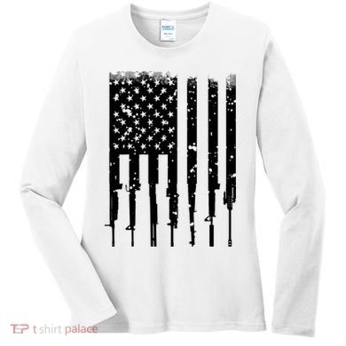 Bullet Riddled American Rifle Flag Women's Long Sleeve Shirt