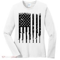Bullet Riddled American Rifle Flag Women's Long Sleeve Shirt thumb 0