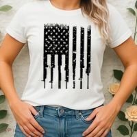 Bullet Riddled American Rifle Flag Women's T-Shirt thumb 2