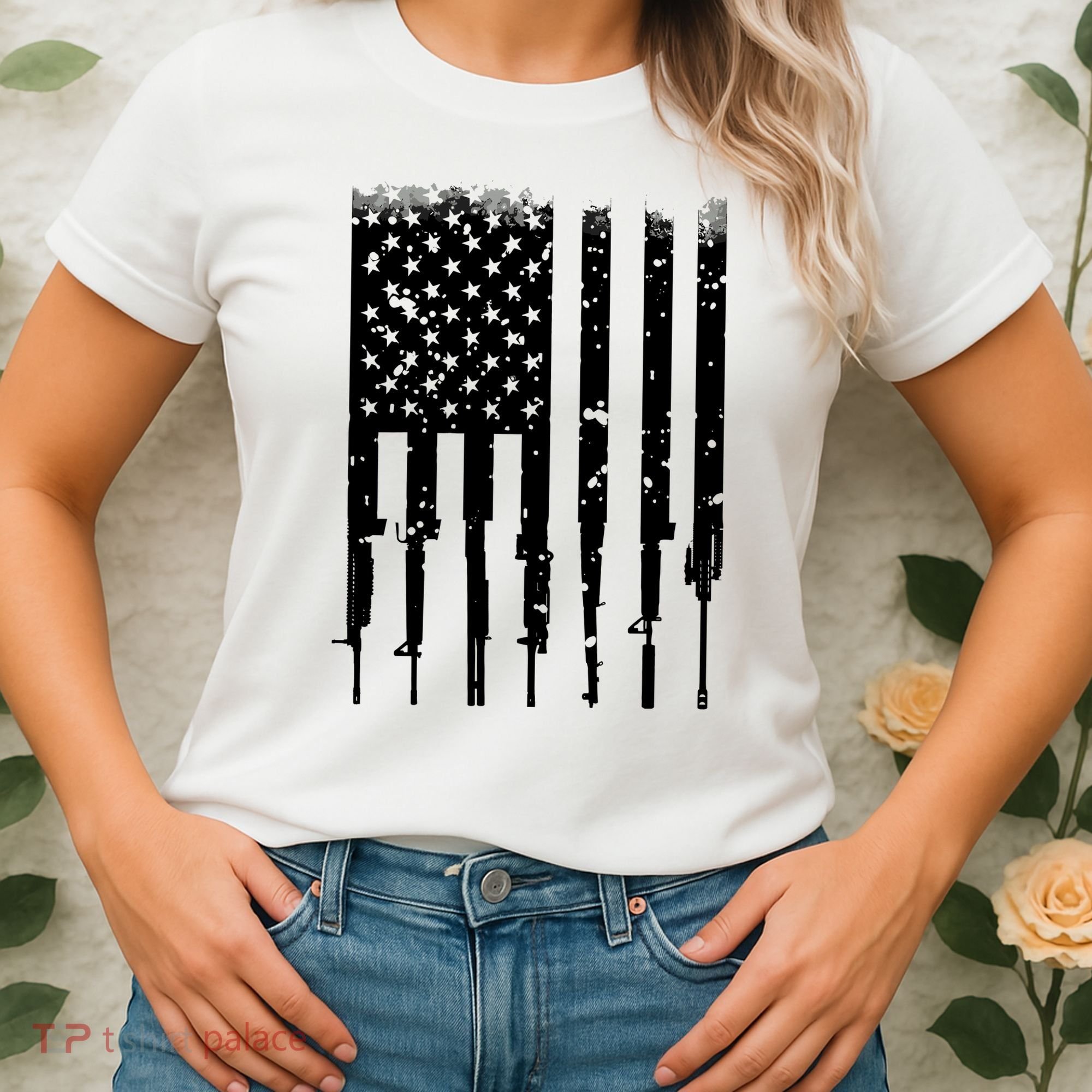 Bullet Riddled American Rifle Flag Women's T-Shirt