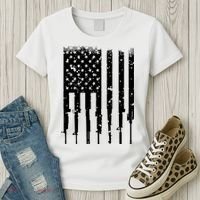 Bullet Riddled American Rifle Flag Women's T-Shirt thumb 3
