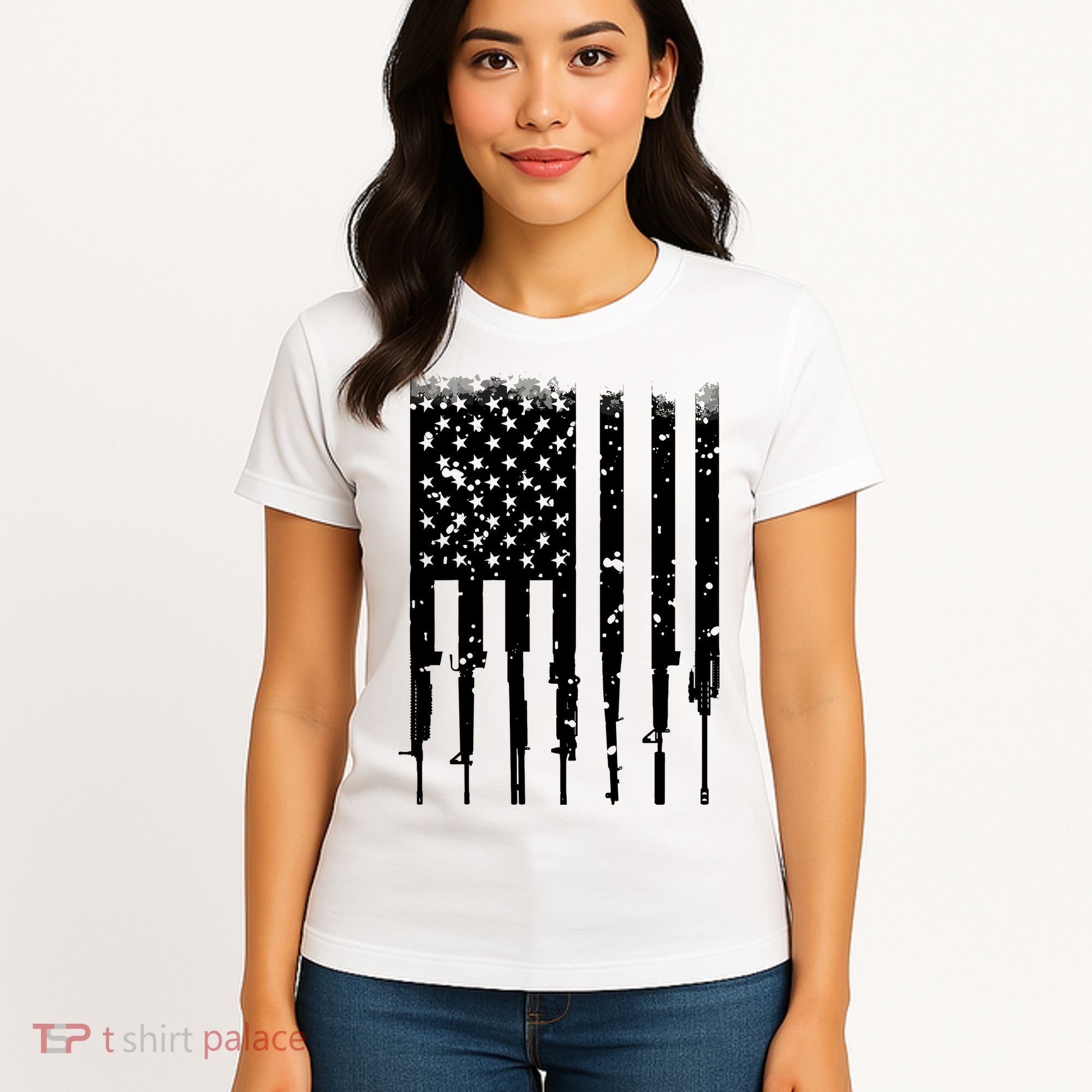 Bullet Riddled American Rifle Flag Women's T-Shirt