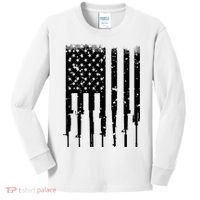 Bullet Riddled American Rifle Flag Kids Long Sleeve Shirt thumb 0