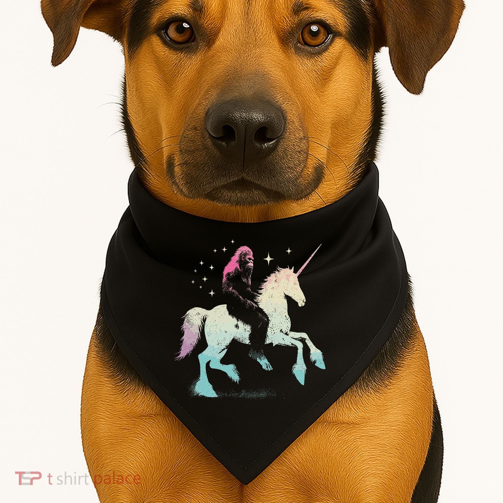 Bigfoot Riding A Unicorn Funny Sasquatch Lover USA-Made Doggie Bandana