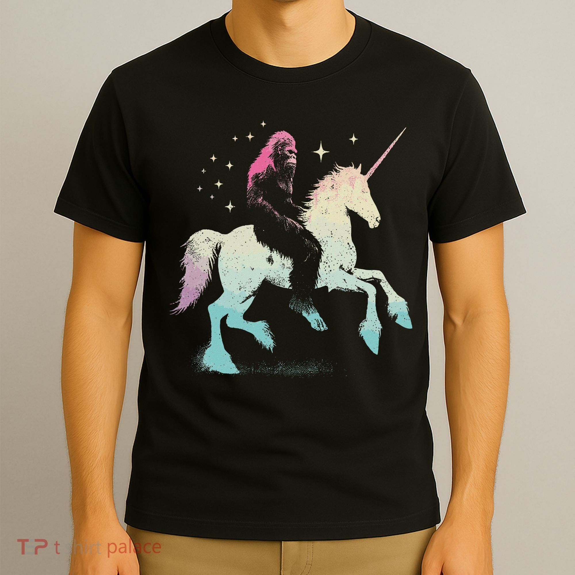 Bigfoot Riding A Unicorn Funny Sasquatch Lover T-Shirt