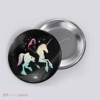 Bigfoot Riding A Unicorn Funny Sasquatch Lover Button thumb 0