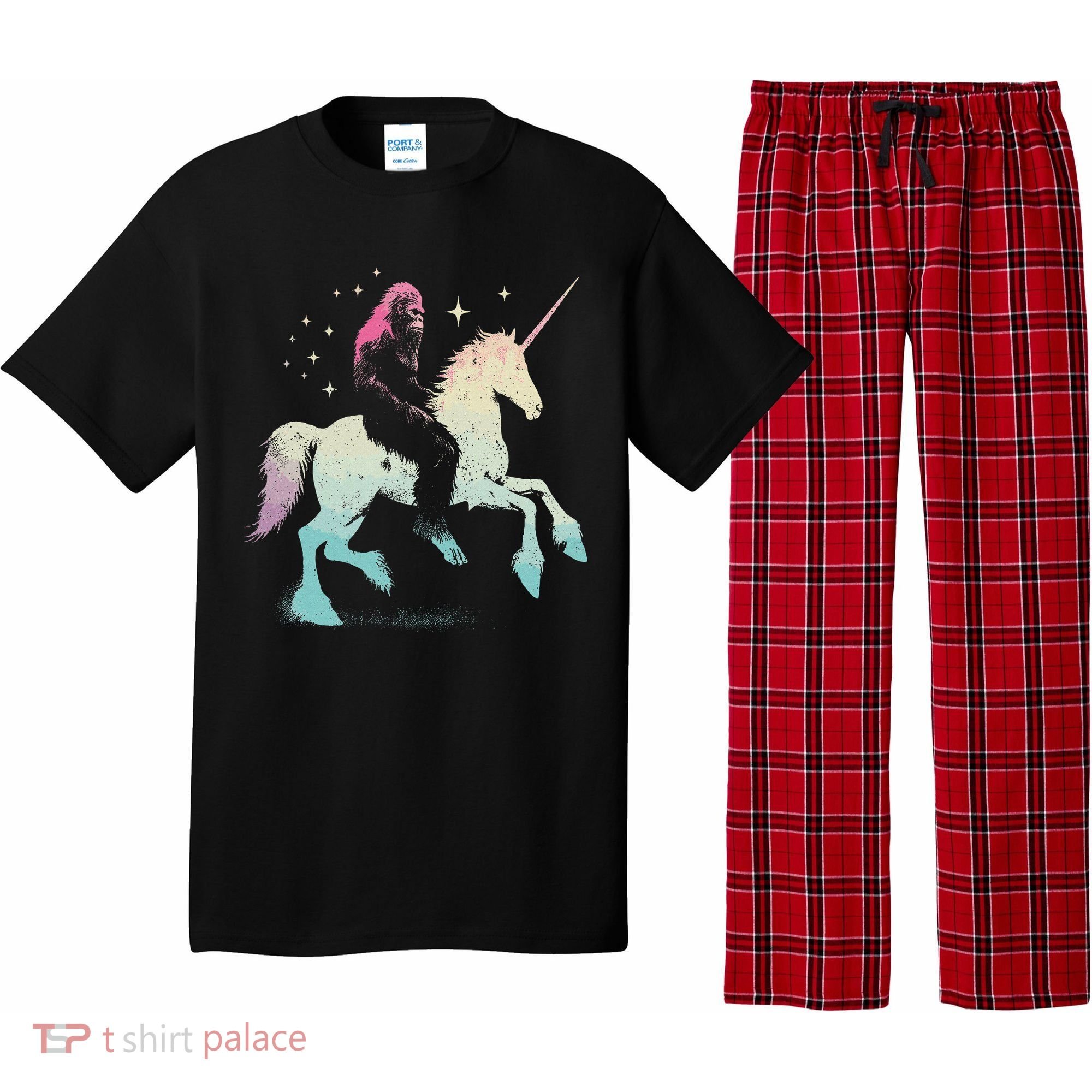Bigfoot Riding A Unicorn Funny Sasquatch Lover Pajama Set