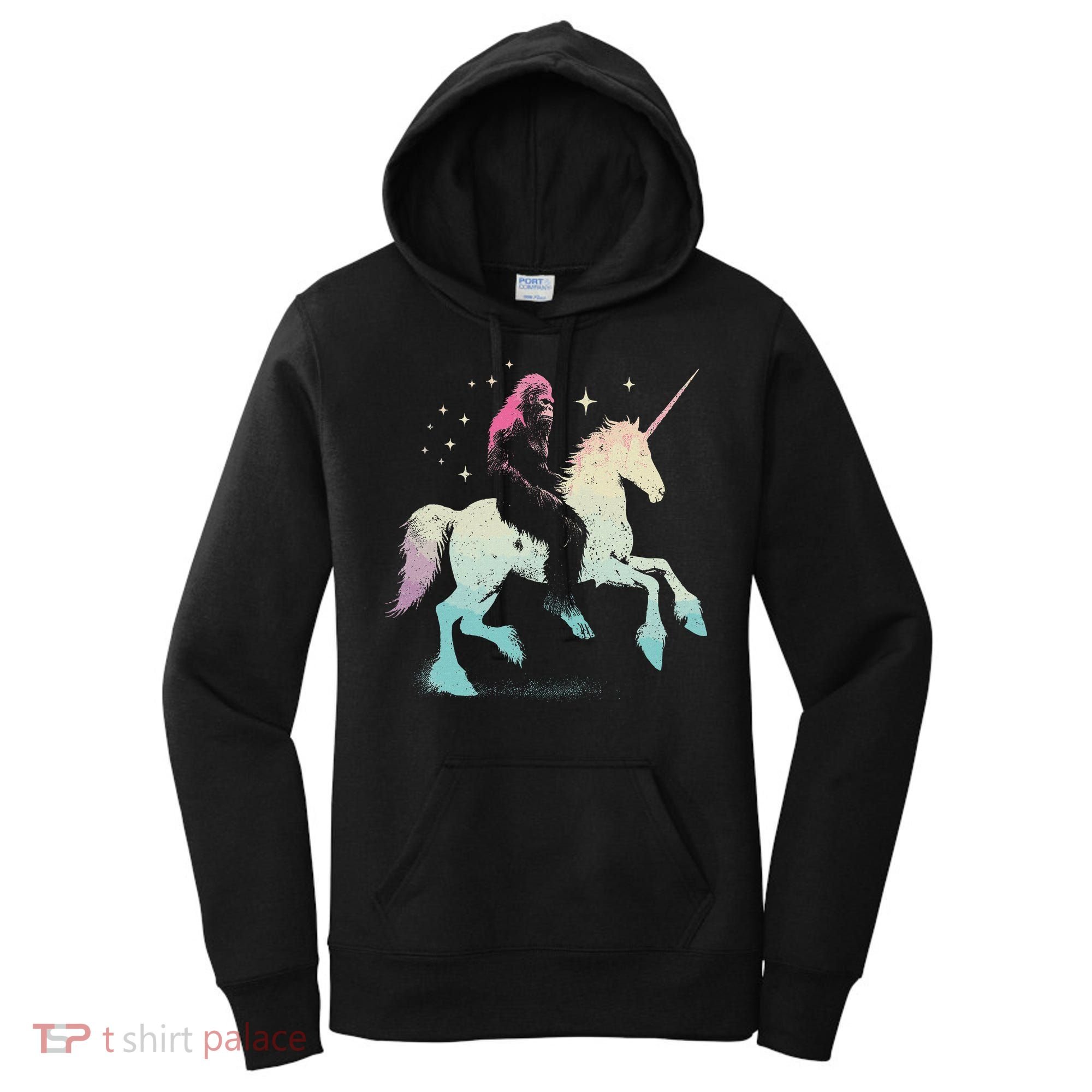 Bigfoot Riding A Unicorn Funny Sasquatch Lover Women's Hoodie