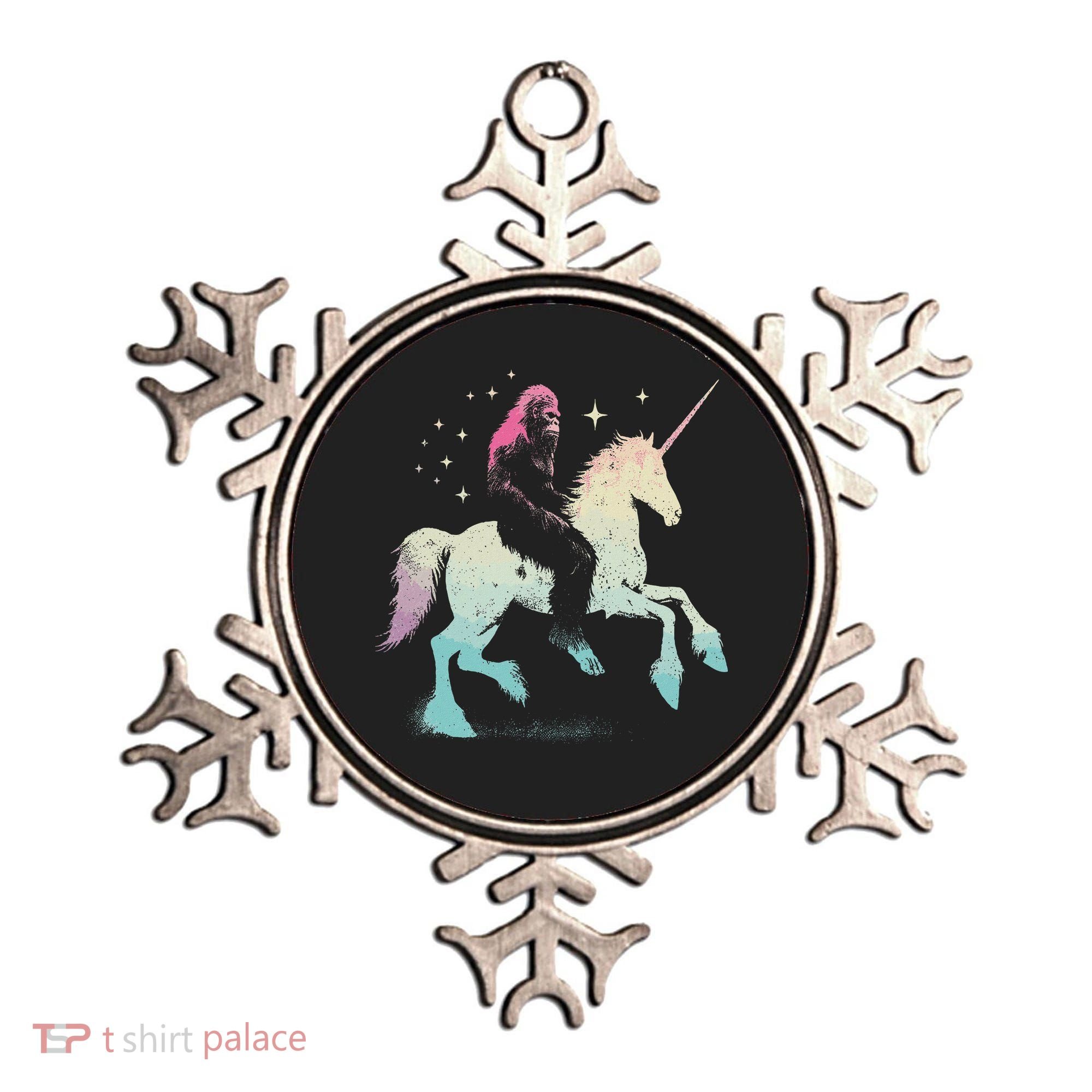 Bigfoot Riding A Unicorn Funny Sasquatch Lover Ornament