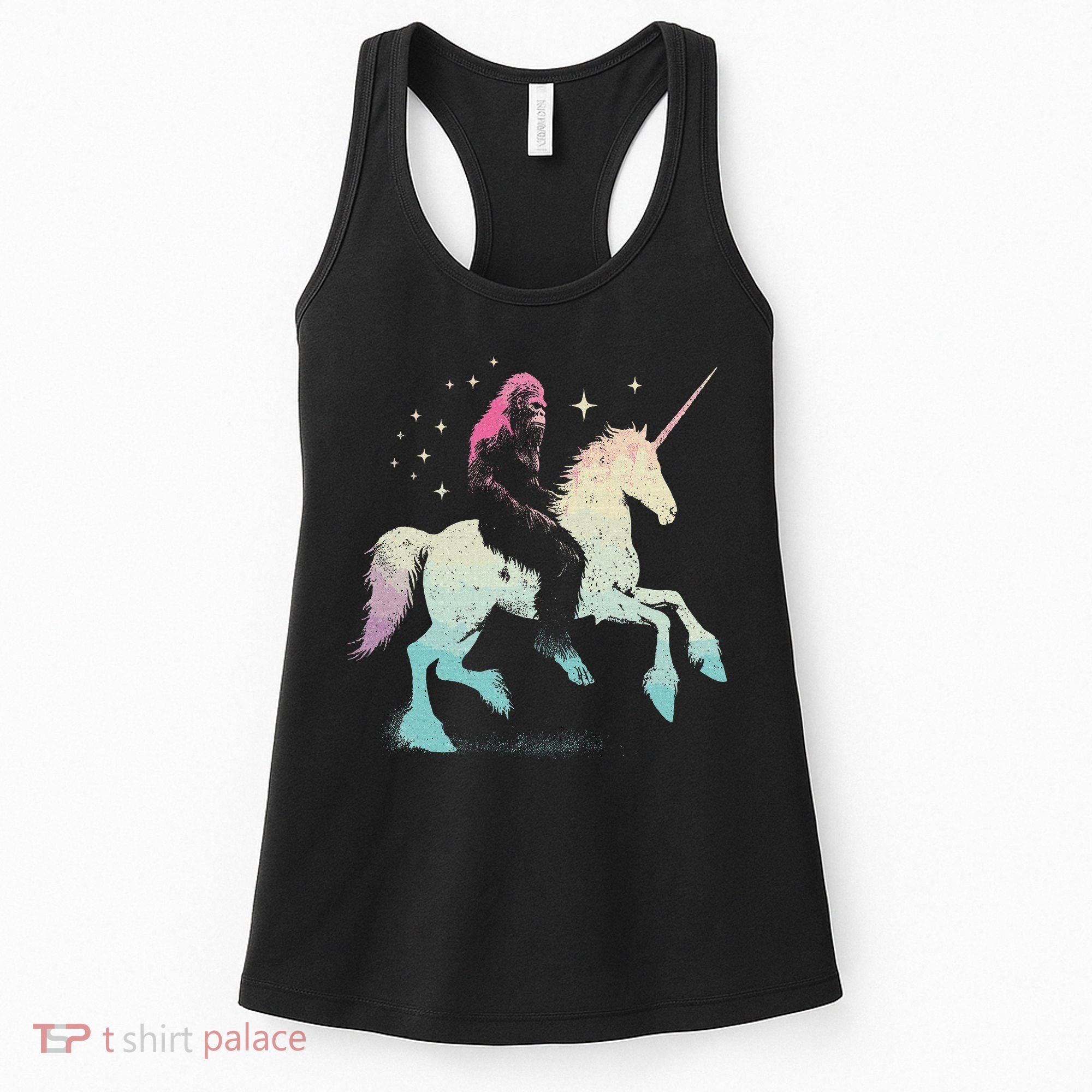 Bigfoot Riding A Unicorn Funny Sasquatch Lover Women's Tank Top