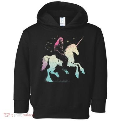 Bigfoot Riding A Unicorn Funny Sasquatch Lover Toddler Hoodie