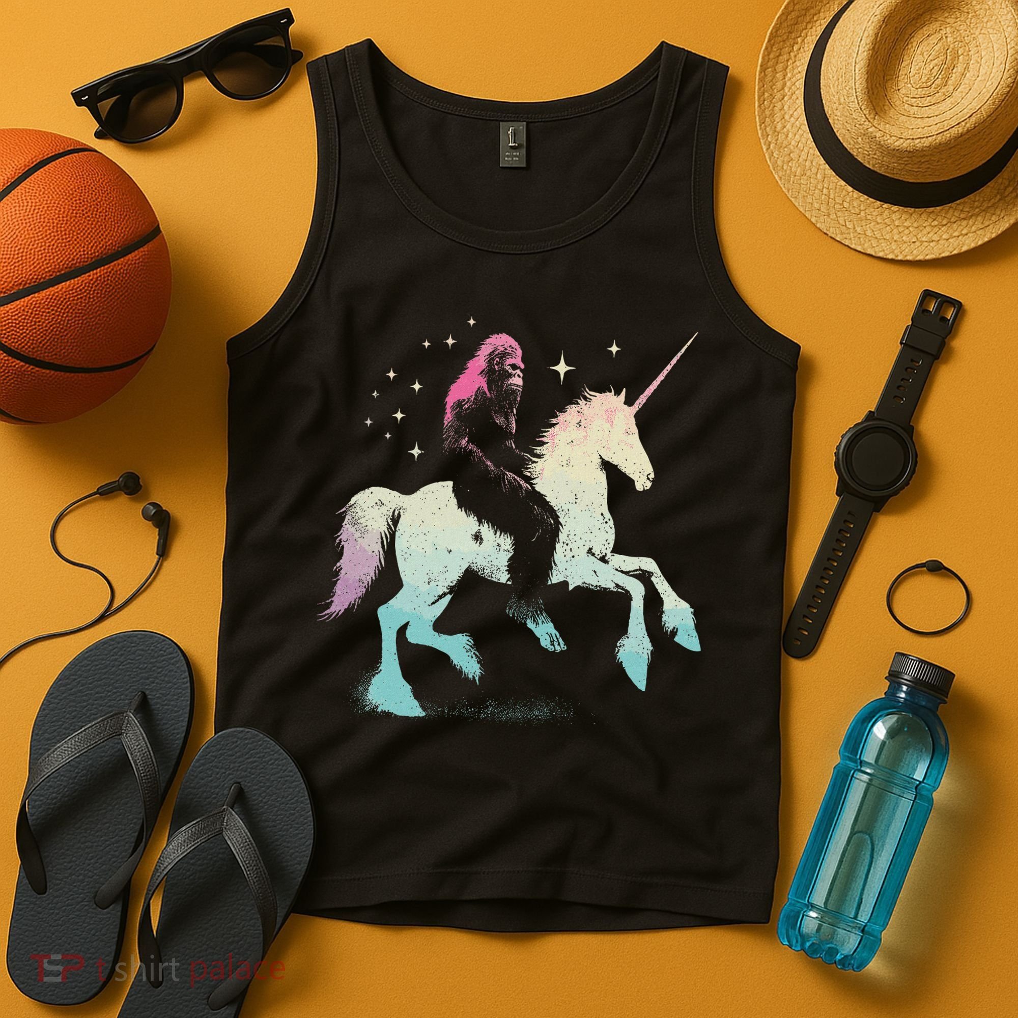 Bigfoot Riding A Unicorn Funny Sasquatch Lover Tank Top