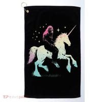 Bigfoot Riding A Unicorn Funny Sasquatch Lover Golf Towel thumb 0