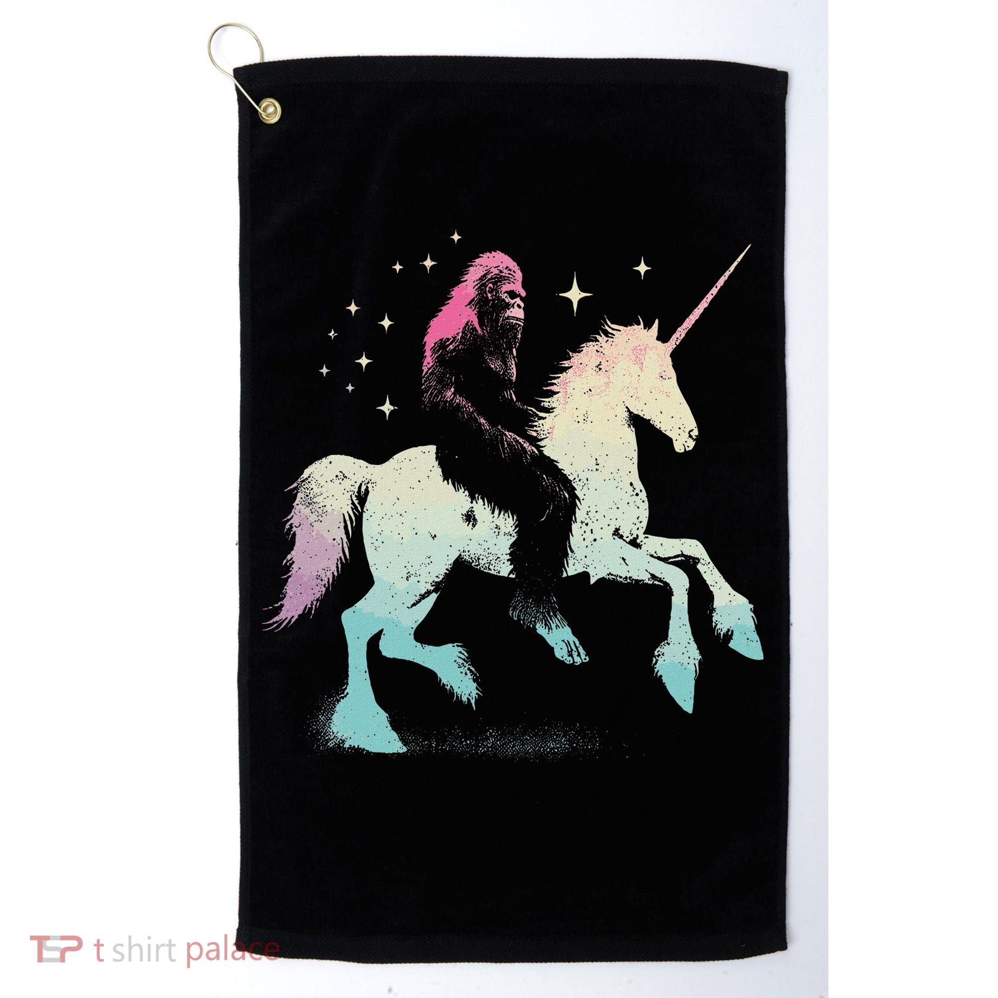 Bigfoot Riding A Unicorn Funny Sasquatch Lover Golf Towel