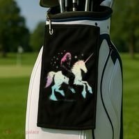 Bigfoot Riding A Unicorn Funny Sasquatch Lover Golf Towel thumb 2