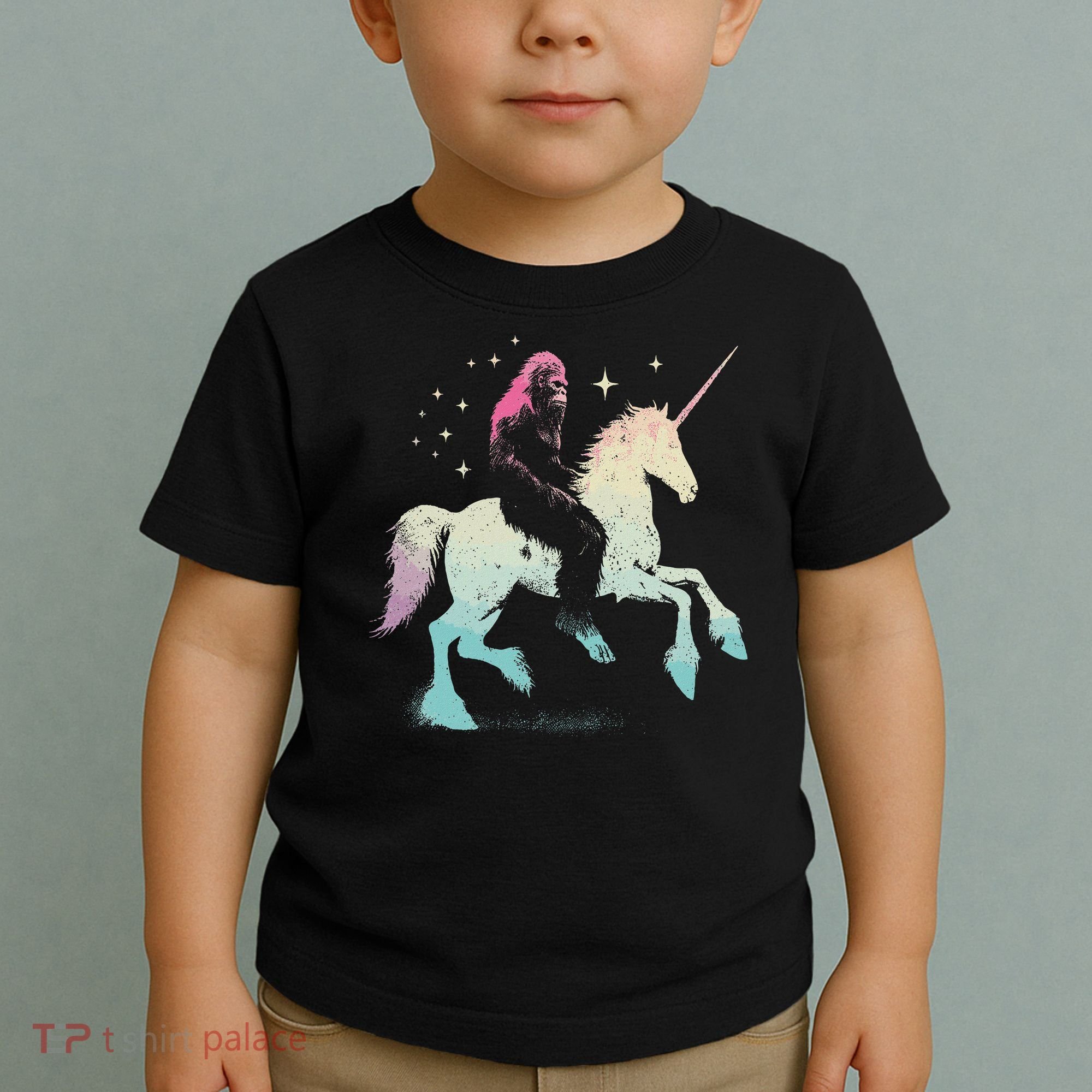 Bigfoot Riding A Unicorn Funny Sasquatch Lover Toddler T-Shirt