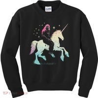 Bigfoot Riding A Unicorn Funny Sasquatch Lover Kids Sweatshirt thumb 0