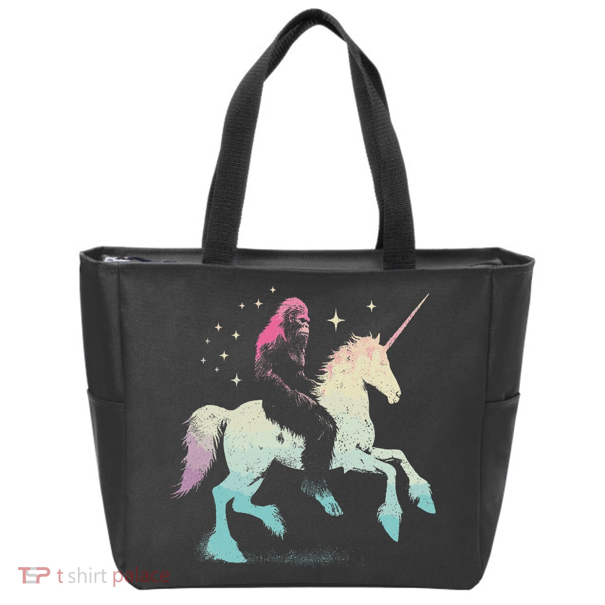 Bigfoot Riding A Unicorn Funny Sasquatch Lover Tote Bag