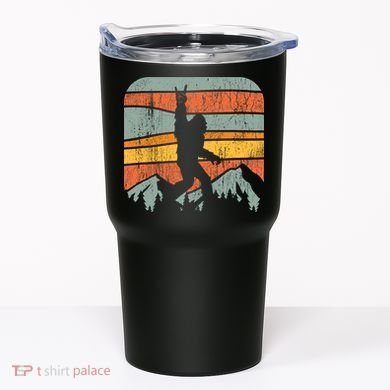 Bigfoot Rock and Roll Retro Mountain Sunset Sasquatch Gift Tumbler
