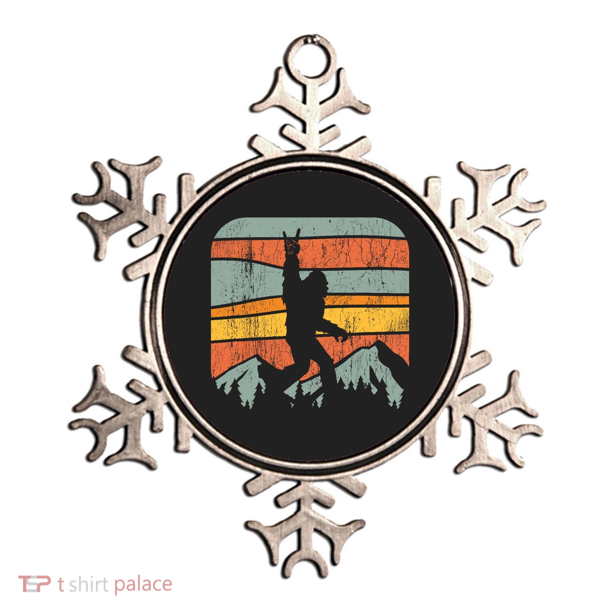 Bigfoot Rock and Roll Retro Mountain Sunset Sasquatch Gift Ornament