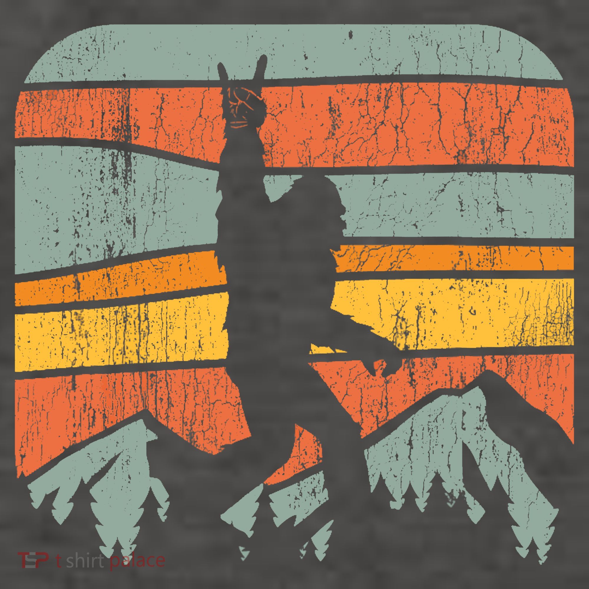 Bigfoot Rock and Roll Retro Mountain Sunset Sasquatch Gift Vector Backpack