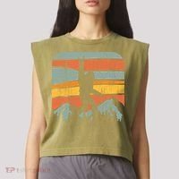 Bigfoot Rock and Roll Retro Mountain Sunset Sasquatch Gift Garment-Dyed Women's Muscle Tee thumb 2