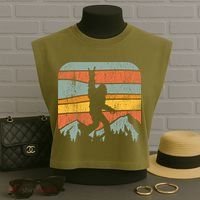 Bigfoot Rock and Roll Retro Mountain Sunset Sasquatch Gift Garment-Dyed Women's Muscle Tee thumb 3