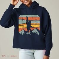 Bigfoot Rock and Roll Retro Mountain Sunset Sasquatch Gift Ladies Heavyweight Boxy Pullover Hoodie thumb 0