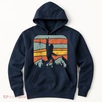 Bigfoot Rock and Roll Retro Mountain Sunset Sasquatch Gift Hoodie thumb 0